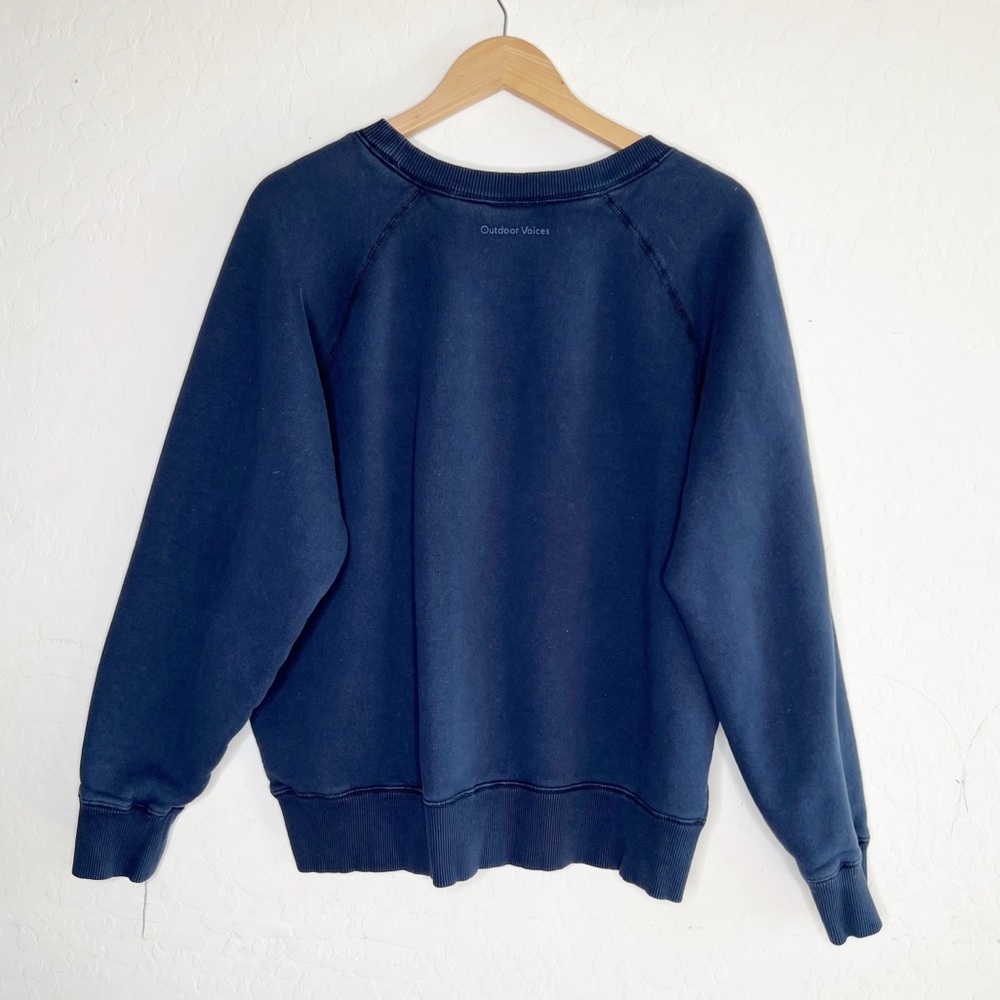 Outdoor Voices Navy Blue Organic Cotton Thick Oversized Pullover Sweatshirt